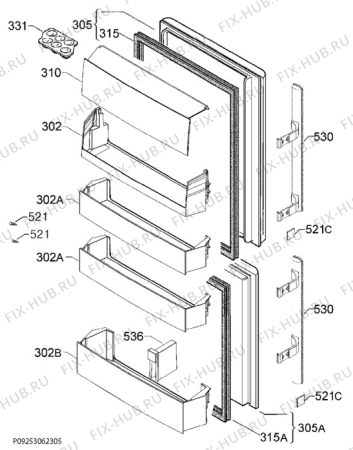 Взрыв-схема холодильника Electrolux EN93601JX - Схема узла Door 003